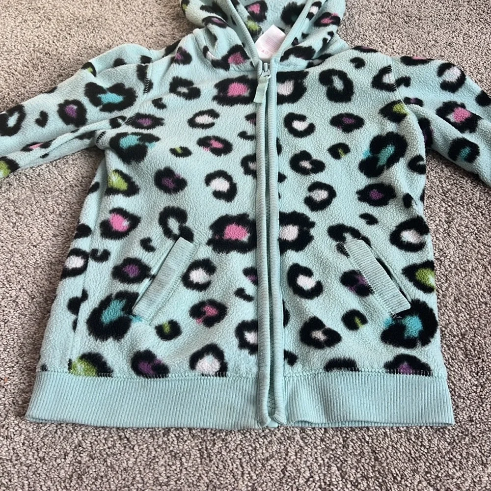 Girls Cheetah Fleece Jacket - 5/6